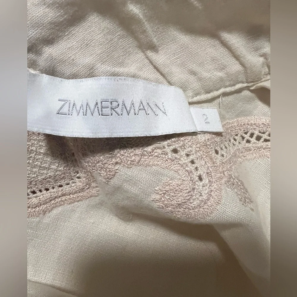 Zimmermann Estelle Embroidered Long‎ Balloon Sleeve Linen Dress Bohemian Fairy - Picture 5 of 8